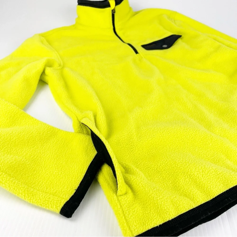 Polo Ralph Lauren Neon Yellow 1/4 Quarter Zip Fleece Sweater Sweatshirt Top
